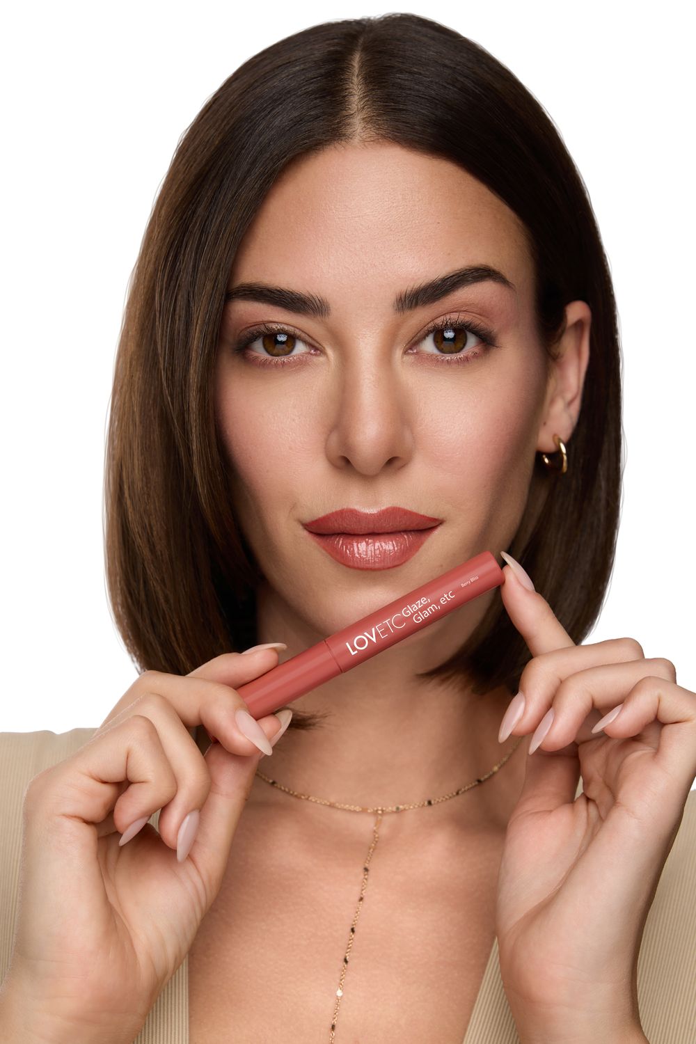 Beauty portrait for the LOVETC lip conditioner campaign, natural glossy lip finish